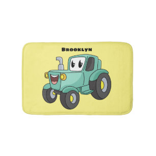 Alfombrilla De Baño Personalizado de tractores verde feliz