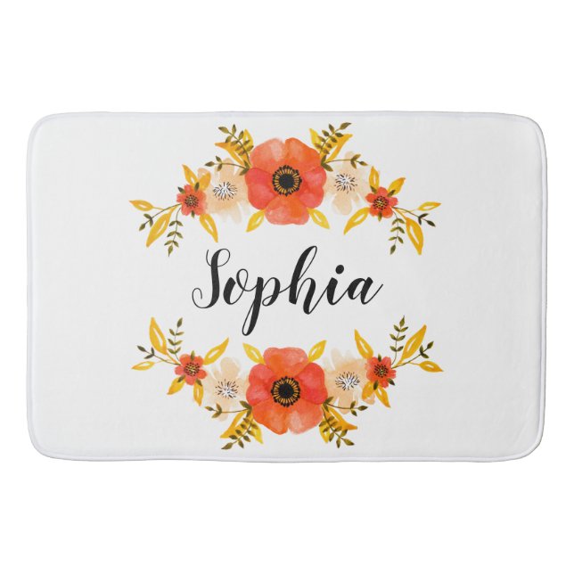 Alfombrilla De Baño Personalizado de Wreath floral femenino (Anverso)