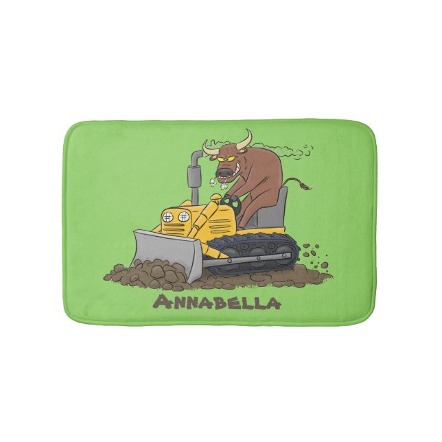 Alfombrilla De Baño Personalizado del bulldozer cómico que conduce un  (Anverso)