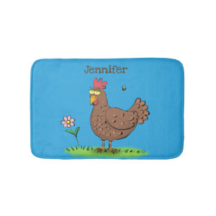 Alfombrilla De Baño Personalizado divertido de pollo rústico y caprich