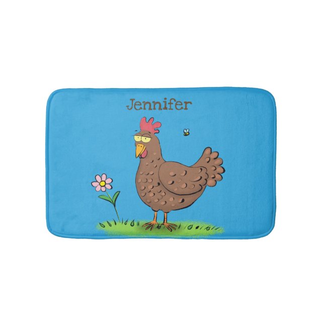 Alfombrilla De Baño Personalizado divertido de pollo rústico y caprich (Anverso)