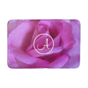 Alfombrilla De Baño Personalizado fotográfico rosa morado monograma mo