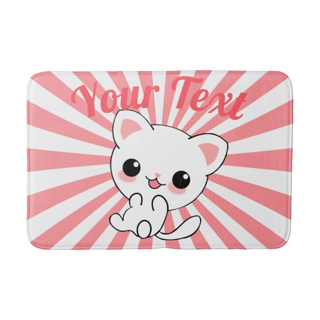 Alfombrilla De Baño Personalizado Kawaii White Kitten (Anverso)