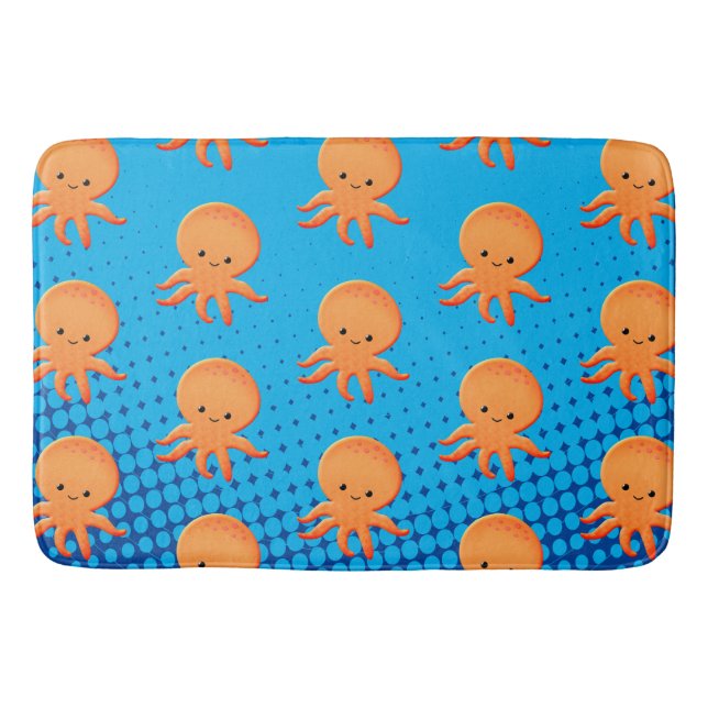 Alfombrilla De Baño Personalizado lindo bebé octopus océano azul (Anverso)