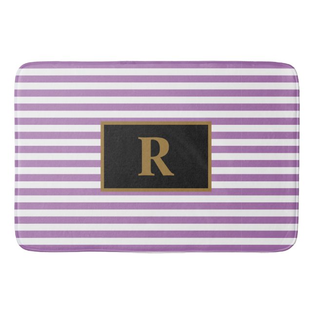 Alfombrilla De Baño Personalizado Mat de baño Purple/White Stripes ini (Anverso)