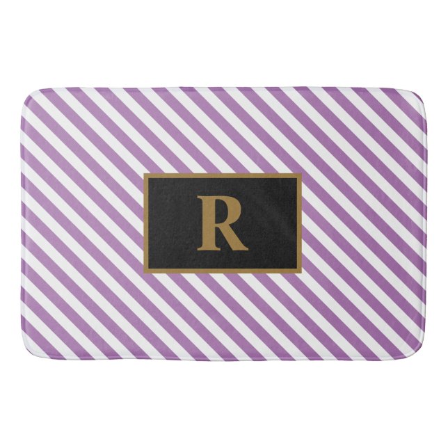 Alfombrilla De Baño Personalizado Mat de baño Purple/White Stripes ini (Anverso)