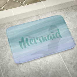 Alfombrilla De Baño Personalizado Mermaid Silhouette Aqua Blue Ocean