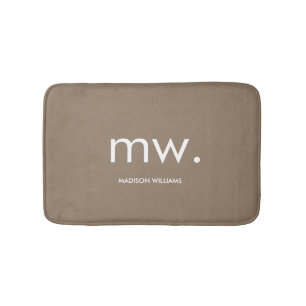 Alfombrilla De Baño Personalizado Monograma Pastel Elegante Moderno