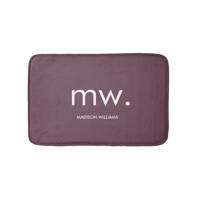 Alfombrilla De Baño Personalizado Monograma Pastel Elegante Moderno (Anverso)