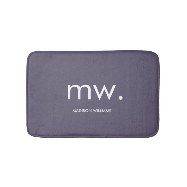 Alfombrilla De Baño Personalizado Monograma Pastel Elegante Moderno (Anverso)