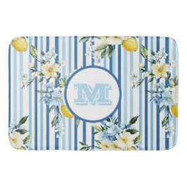Alfombrilla De Baño Personalizado Monogramed Floral Lemon Bath Mat