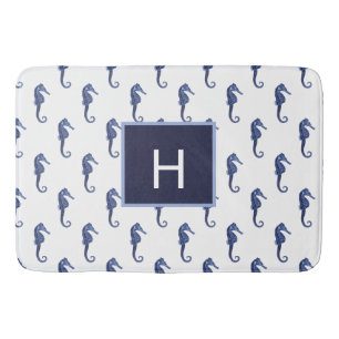 Alfombrilla De Baño Personalizado Nautical Seahorse Nave Blue Ocean Be