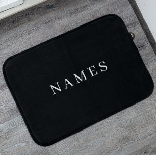Alfombrilla De Baño Personalizado negro simple Añadir su nombre elegan