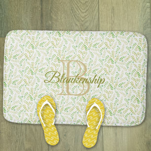Alfombrilla De Baño Personalizado Nombre Monograma Naturaleza Patrón d