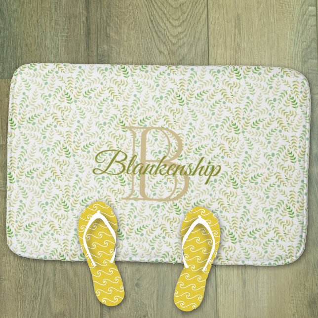 Alfombrilla De Baño Personalizado Nombre Monograma Naturaleza Patrón d (Subido por el creador)