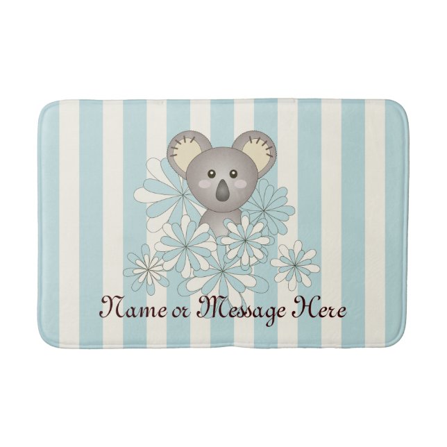 Alfombrilla De Baño Personalizado Pastel Blue Stripe Baby Koala Kids (Anverso)
