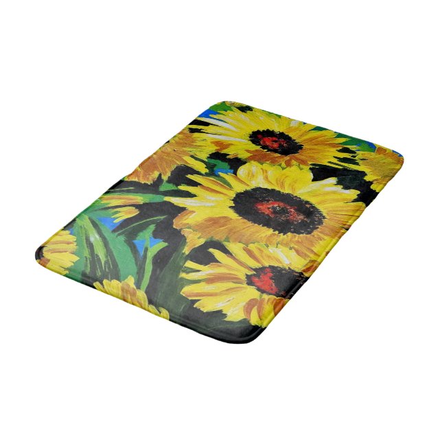 Alfombrilla De Baño Personalizado Pintado Sunflowers Bath Mat (Angular)