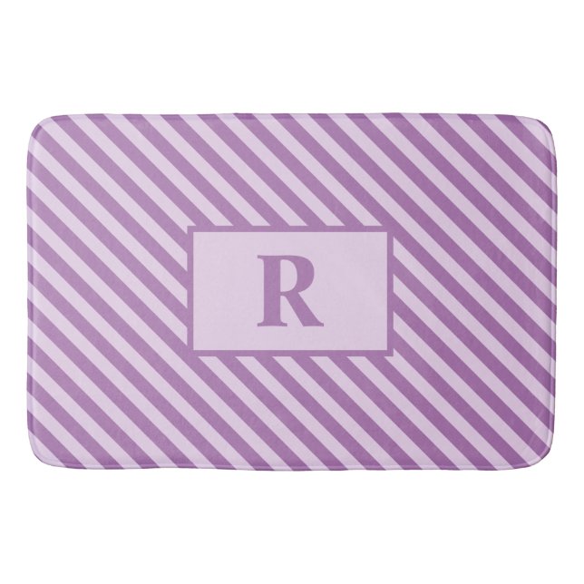 Alfombrilla De Baño Personalizado Rayas Purple iniciales esteras de ba (Anverso)