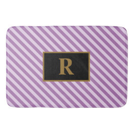 Alfombrilla De Baño Personalizado Rayas Purple iniciales esteras de ba