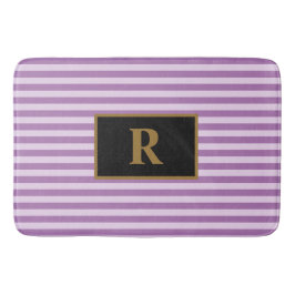 Alfombrilla De Baño Personalizado Rayas Purple iniciales esteras de ba