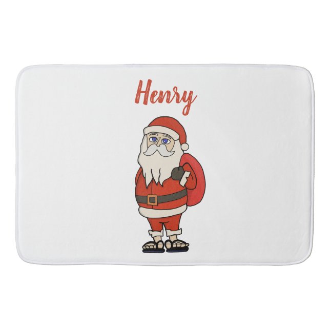 Alfombrilla De Baño Personalizado Santa Claus Navidades Flip Flops (Anverso)