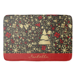 Alfombrilla De Baño Personalizado Santa Hat Snowflakes Stars Christmas