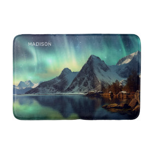 Alfombrilla De Baño Personalizado Texto Aurora Borealis