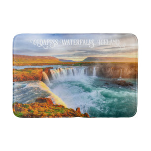 Alfombrilla De Baño Personalizado Texto Diosa Cascadas, Islandia