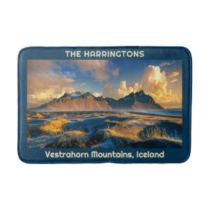 Alfombrilla De Baño Personalizado Texto Montañas Vestrahorn, Islandia