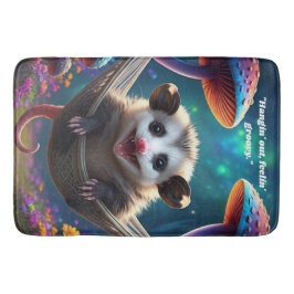 Alfombrilla De Baño Personalizado Whimsical Opossum Psychedelt Hippie