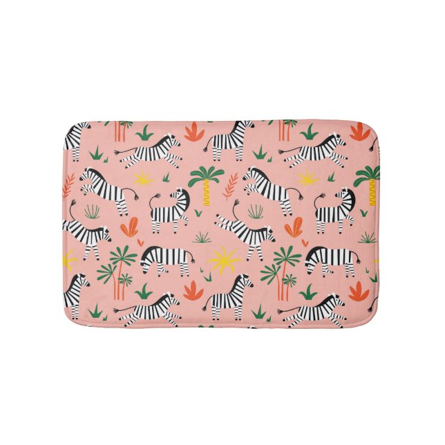 Alfombrilla De Baño Personalizado Zebras Gracioso Patrón sin Marea (Anverso)