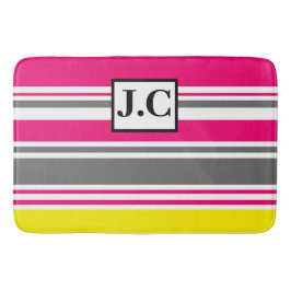 Alfombrilla De Baño Personalizar Bath Mat - Beach Hut Stripes Hot Pink