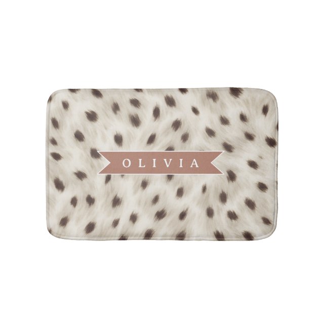 Alfombrilla De Baño Personalized Chic Neutral Leopard Animal Print (Anverso)