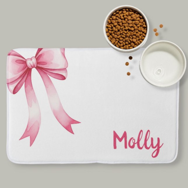 Alfombrilla De Baño  Personalized pet placemat with bow and name (Subido por el creador)