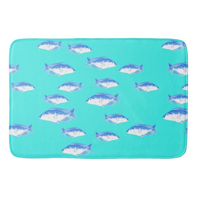 Alfombrilla De Baño Pescado azul en turquesa (Anverso)