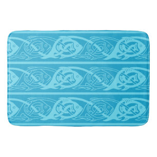 Alfombrilla De Baño Pescado celta de Knotwork en azul