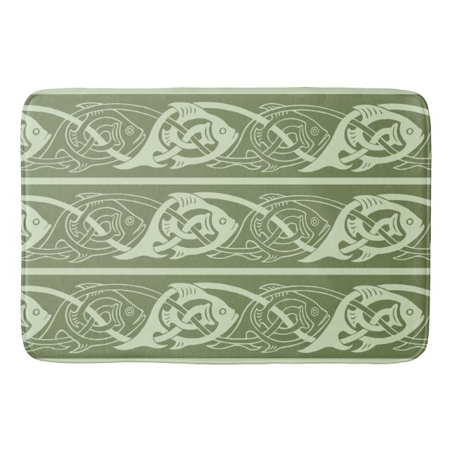 Alfombrilla De Baño Pescado celta de Knotwork en verde (Anverso)