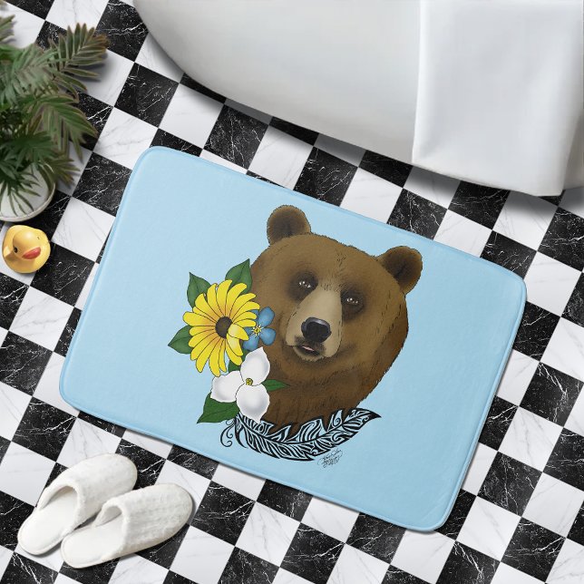 Alfombrilla De Baño Pescado de flores azules de oso marrón (Subido por el creador)