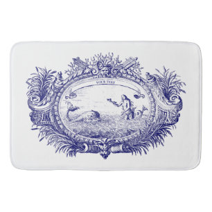 Alfombrilla De Baño Pescado de la sirena rococó azul y blanco Cartouch