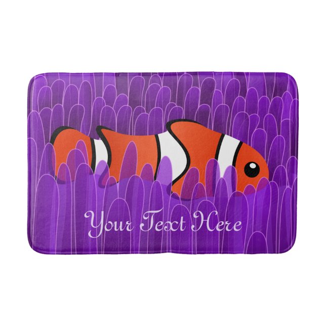Alfombrilla De Baño Pescado de Payaso y hermosa anémona de mar púrpura (Anverso)
