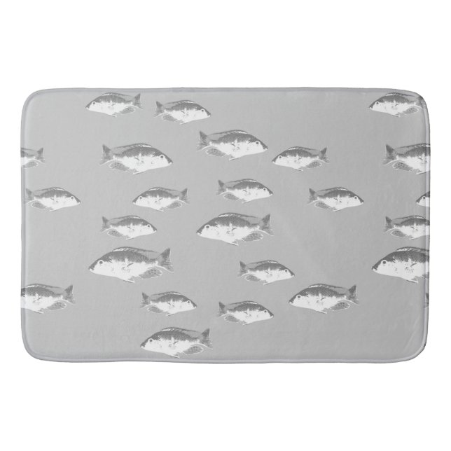 Alfombrilla De Baño Pescado gris monocromo (Anverso)
