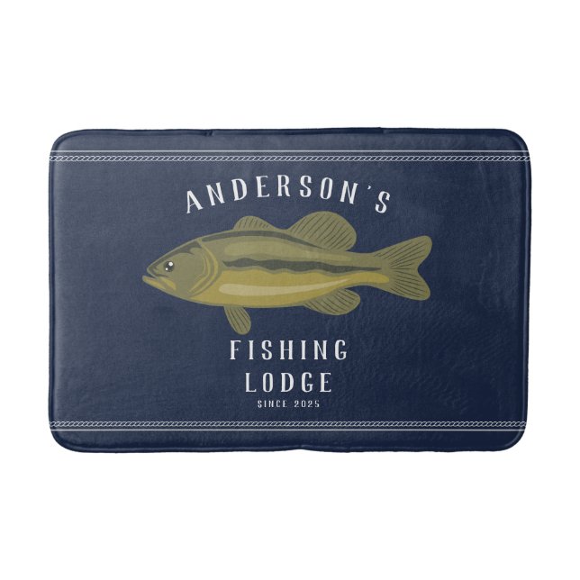 Alfombrilla De Baño Pescador en azul, bajo y familia (Anverso)