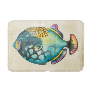 Alfombrilla De Baño Pescados azules y púrpuras del acuario