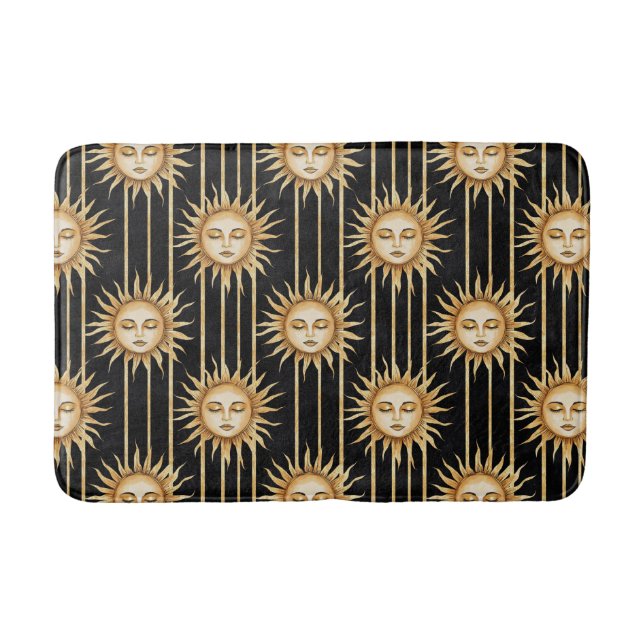 Alfombrilla De Baño Pestañas Sol de Oro Negro   (Anverso)