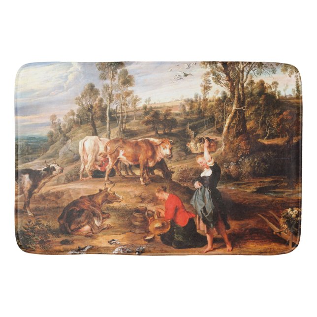 Alfombrilla De Baño Peter Paul Rubens Milkmaids con ganado en tierra (Anverso)