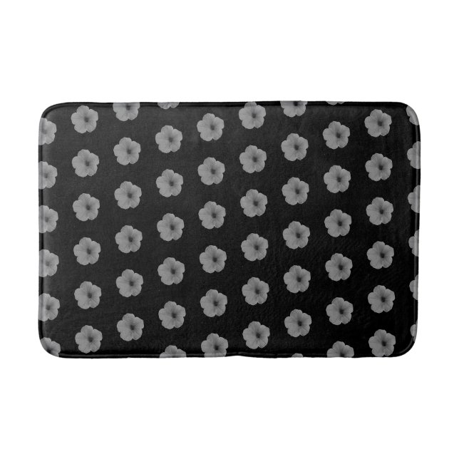 Alfombrilla De Baño Petunias en Blanco y Negro (Anverso)