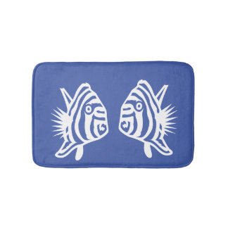 Alfombrilla De Baño Pez ángel  Suave  Deco costero azul y blanco