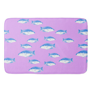 Alfombrilla De Baño Pez azul sobre lila