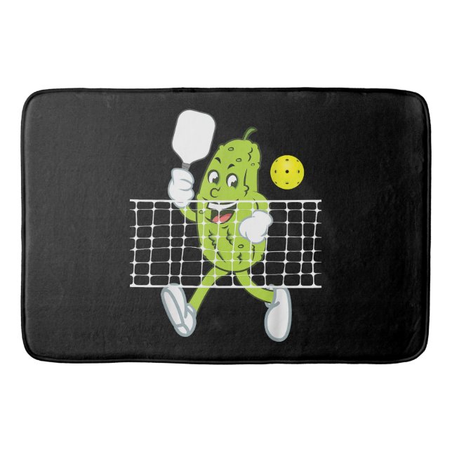 Alfombrilla De Baño Pickle Jugando Pickleball - Divertido Paddle (Anverso)