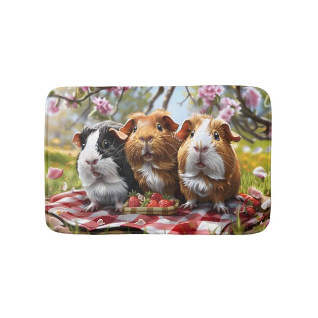 Alfombrilla De Baño Picnic De Cerdo De Guinea (Anverso)